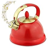 Wasserkocher for Herdplatte, Teekessel aus Edelstahl for Herdplatte, mit gebürstetem Retro-Griff, Teekanne for Tee, Kaffee, Milch