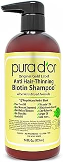 PURA D'OR Original Gold Label Anti-Thinning Biotin Shampoo, CLINICALLY TESTED Proven Results, Herbal DHT Blocker Hair Thickening Products For Women & Men, Natural Shampoo For Color Treated Hair, 16oz