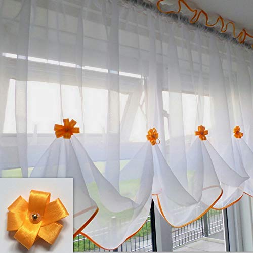 Katiesboutique ltd Beautiful White Voile Net Curtain Piping (55"x39", Orange)