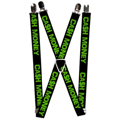 Tirantes ajustables de hombre y mujer Buckle-Down de 1" elásticos negro verde casuales