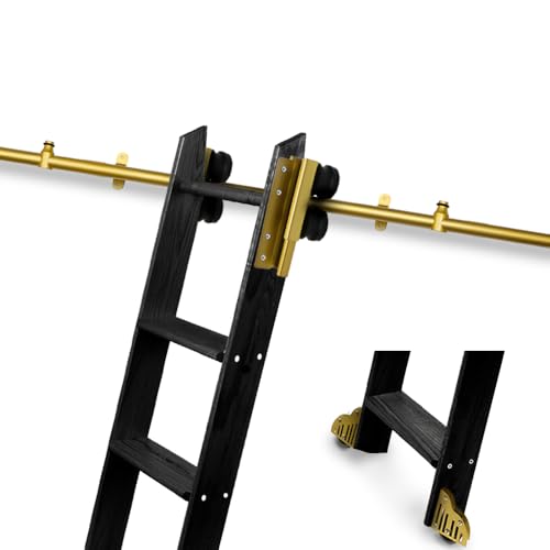 KINMADE Serene Rolling Ladder Hardware Library Gold Sliding Ladder Hardware Kit with 3.3FT Round...