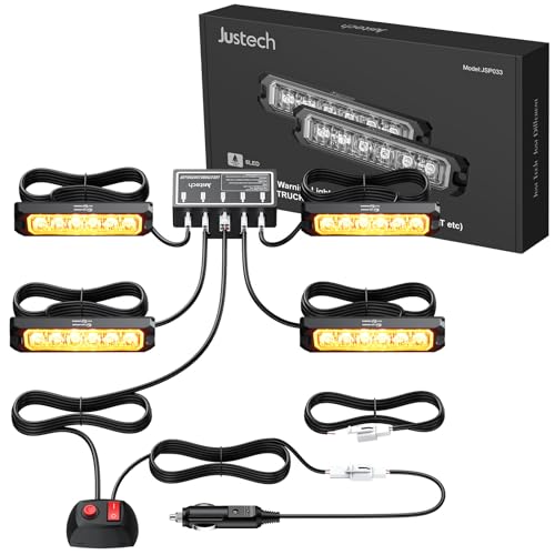 4er 6LED Warnlicht Frontblitzer Stroboskoplicht Wasserdicht IP68 Blinklicht Warnung Beacon Blinklichter Blitzmodul Warnleuchte Notfall Licht Achtung Blinklicht für 12/24V LKW Truck Emergency