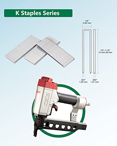 meite 18 Gauge 1/4-Inch Narrow Crown Staples, 1/2-Inch Length Heavy Duty Galvanized Upholstery Staples for Electric or Pneumatic Narrow Crown Staple Guns (8,000 PCS) - Thumbnail 3