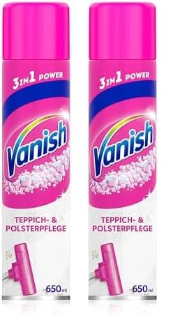 Vanish GOLD Power Schaum Teppichreiniger – Teppich Reinigungsmittel – Extra stark gegen Schmutz, schlechten Geruch & Staub – 1 x 650 ml (Packung mit 2)