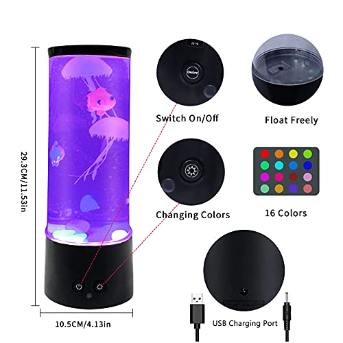 Jellyfish Lamp -Electric Jellyfish Tank Table Lamp Changing Color Lava Lamp Fish Tank Table Lamp For Home Decor And Room Mood Light Attached With 8 Free Luminous Stones #TOP2