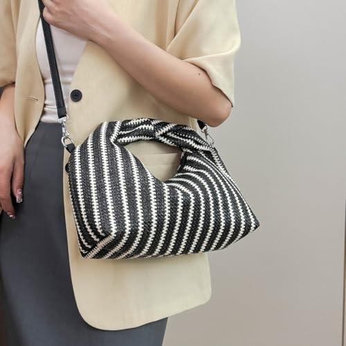 Straw Handbags for Women 2025 Rainbow Woven Crossbody Shoulder Bag Summer Straw Beach Bag Wicker Purse3