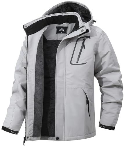 MAOYSSEN Men's Mountain Winter Coat Warm Fleece Ski Snow Jacket Waterproof Raincoat with Hood