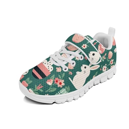 Kids Shoes Little Kid Boys Girls Athletic Running Sports Strap Sneakers for Little Kid/Big Kid Easter Rabbit Eggs Pattern