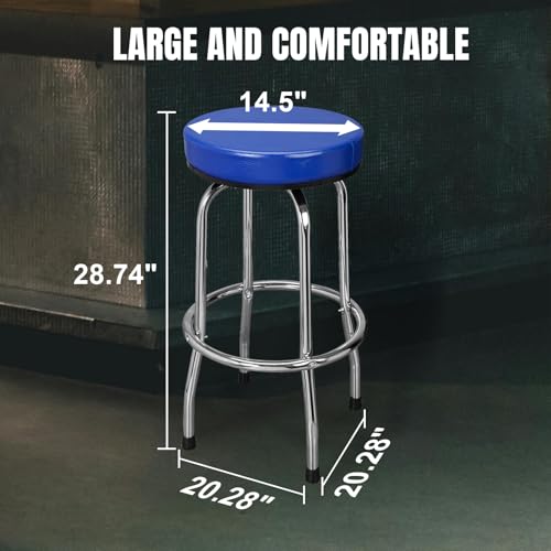 Image of Big RED ATRP6185U-1 Torin Swivel Bar Stool: Padded Garage /Shop Seat with Chrome Plated Legs, Blue
