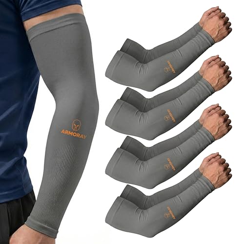 Image of ARMORAY Arm Sleeves for Men and Women - UV Sun Protection Cooling Compression - Tattoo Cover Up Sleeve for Daily Wear & Work