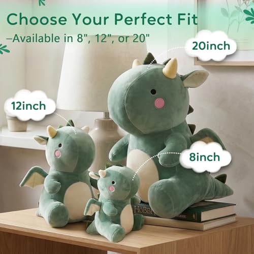 Image of VHYHCY Cute Dinosaur Plush Toys, Fat Dinosaur Stuffed Animals, Soft Dragon Plush Dino Plushie, Birthday Gifts for Kids Girls Boys Green 20 inch