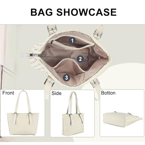 Bolso Tote Grande de Cuero Vegano Trenzado para Mujer miniatura 3