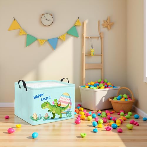 Image of Rectangular Easter Basket for Home Kitchen Baby Girls Basket Cute Storage Bin Organizer Shelf Book Room Decor(Cute Dinosaur)