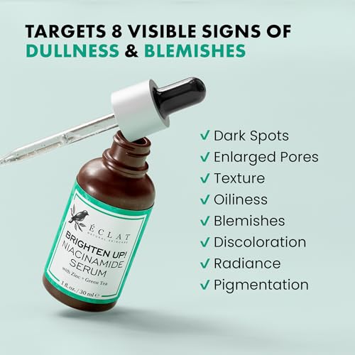 Image of Eclat Skincare Clarifying Niacinamide Serum - 12% Niacinamide with Zinc PCA & Hyaluronic Acid - Hydrating & Soothing Formula - Face Serum for Minimizing Pores and Improving Skin Texture 1 Fl Oz