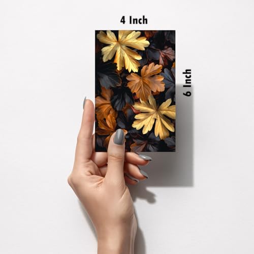 Image of SiddArtify Gold - Black Autumn Leaves Art Print Set - Set of 2-4x6 Inch - Board (Pack of 6) - Sticker (Pack of 6) Wall Room Decoration art Poster Prints