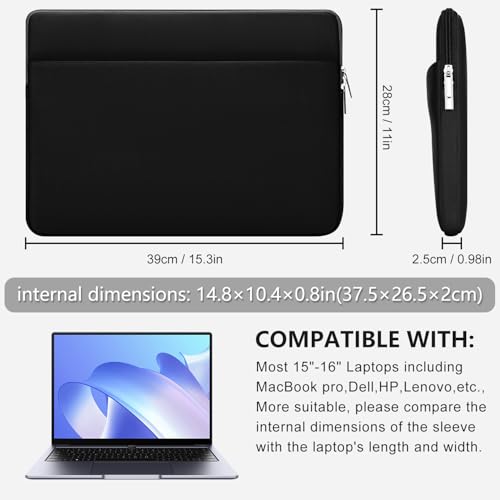 HEDUGO Laptop Hülle Tasche Kompatibel mit 15 bis 16 Zoll MacBook HP Acer Asus Notebook mit Reißverschluss Zubehörtasche Gepolstert… – Ansicht 2