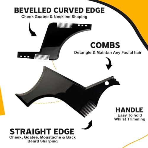 Image of Fully Beard Shaper Tool for Men Beard Comb for Men and Boys Beard Symmetry Tool for Perfect Lines, Neckline and Jawline (Combo)
