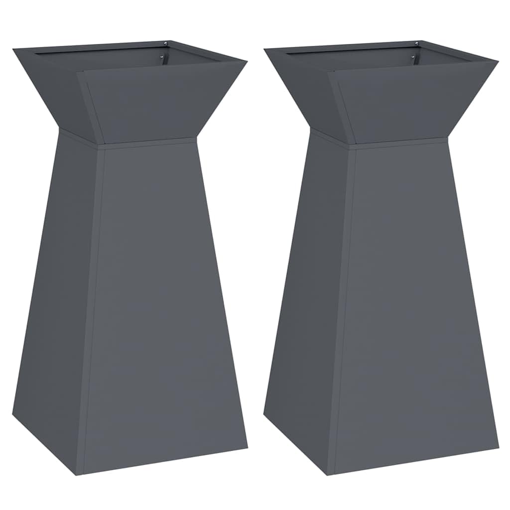 2er Set Säulen-Pflanzkübel Anthrazit 35x35x73 cm Blumenkübel | Stabile Pflanzgefäße für den Außenbereich. Ideal für dekorative Blumenarrangements auf Terrassen oder Balkonen.
