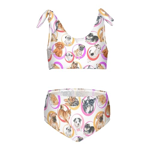 Wusikd Puppy Girls Swimsuits Two Piece Funny Dog Swimwear Bikini Set for for Girls Size 7-8T Multi