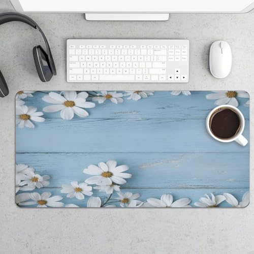 Mousepad grande de escritorio azul claro con base de goma miniatura 5