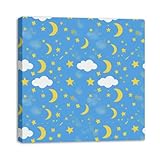 Lienzo de fibra química de estrellas y lunas