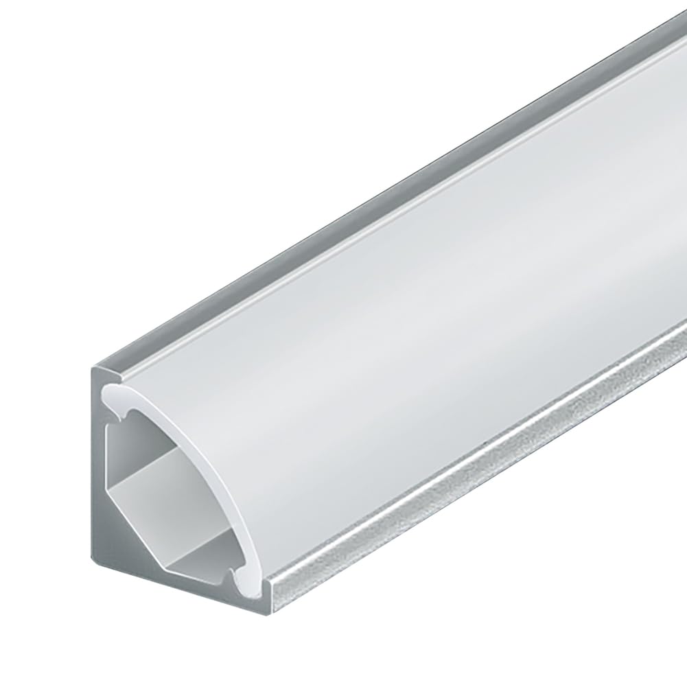 RISHORI 3.3FT/1M V Shape LED Profile with Milky White Cover Aluminum Diffuser Channel LED Strip Light Diffuser Corner Lighting,8mm*8mm silver slot