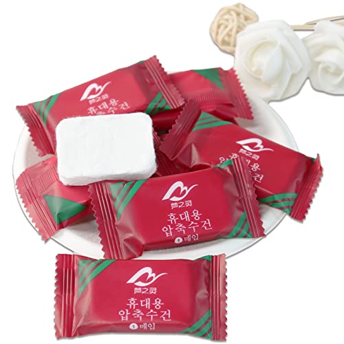 FineMusez 100PCS Compressed Towel Tablets, Magic Compressed Cotton Towel, Portable Thicker Toilet Paper Tablets Camping Napkin Tissue Face Washcloth for Travel, Hiking, Camping, Sport, Beauty Salon
