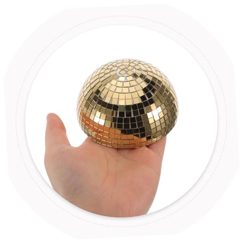 KALLORY - 3 unidades de bolas espejadas doradas para decoración disco, hemisferios de vidrio colgantes para fiestas, cocina y escenarios, ambiente reflectante, fáciles de limpiar miniatura 4