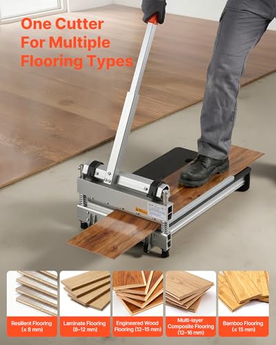 Image of VEVOR 13 inch Vinyl Floor Cutter, 16mm Thick Laminate Flooring Cutter with 15 /30 /45 Adjustable Angle Settings, Flexible Wheels, Telescoping Handle, Cuts Engineered Wood, LVT, VCT, SPC, LVP, WPC