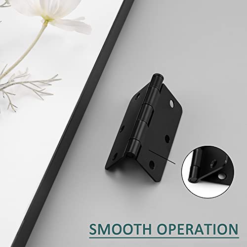 (Pack Of 12) Gobekor Door Hinges Matte Black 3.5 Inch X 3.5 Inch (1/4 Inch Radius Corners) Hinges Outdoor Door Hardware #TOP4