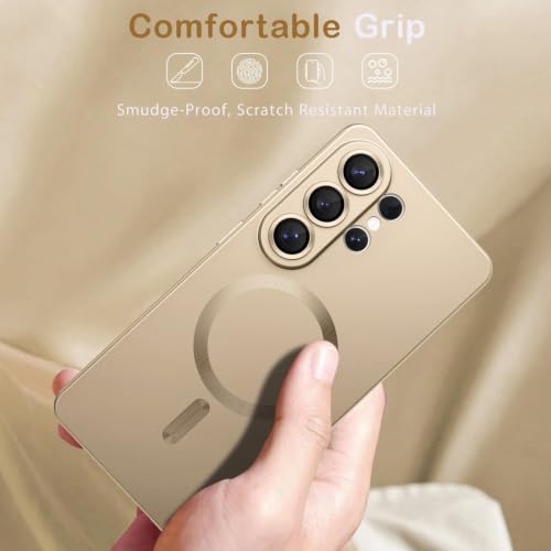 Image of DIZORO Samsung S26 Ultra Case, Compatible with Mag Safe Back Cover, Matte Luxury Metallic Luster Flexible TPU Wireless Charging Shockproof Case with Camera Protector (Metallic Desert)