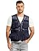 Flygo Men's Fishing Vest Utility Lightweight Outdoor Travel Safari Photo Cargo Vest with 16 pockets mesh Navy Blue S