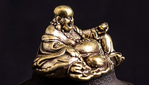 Estatua Mini Buda Risueño de Latón para Decoración miniatura 2