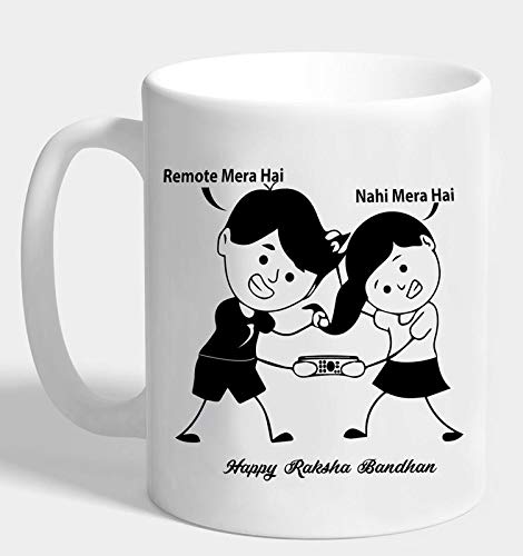 The Purple Tree Porcelain Rakshabandhan Rakhi Gift Mug for Sister and Brother (330 Ml, Pack of 1) - White