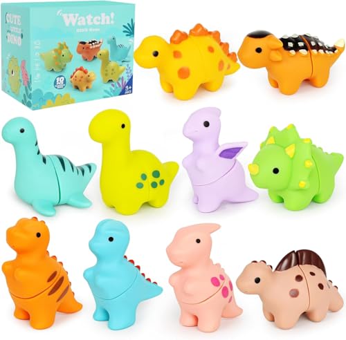 Image of BeFunky Montessori Toys with 10 Dinosaurs for Kids 1 2 3 Years | Sensory and Motor Learning Toy | Color Selection Set and Stackable | Gift for Birthday (Matching Dinosaurs)