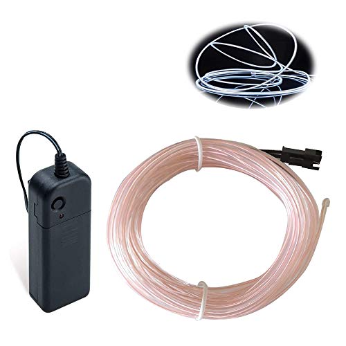 Image of MaxLax EL Wire White, 9.8ft /3m Portable Battery Pack Neon Light Strip 360 Cuttable Glowing Rope Lights for Parties, Halloween, DIY Decoration
