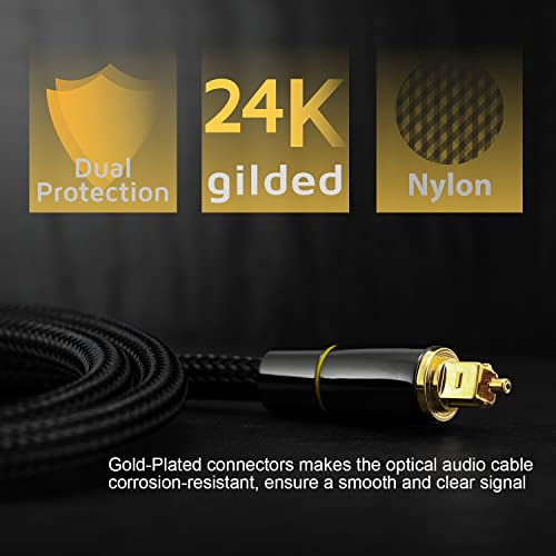 image for XMUXI Digital Optical Audio Toslink Cable MD DVD Nylon Braided Fiber S