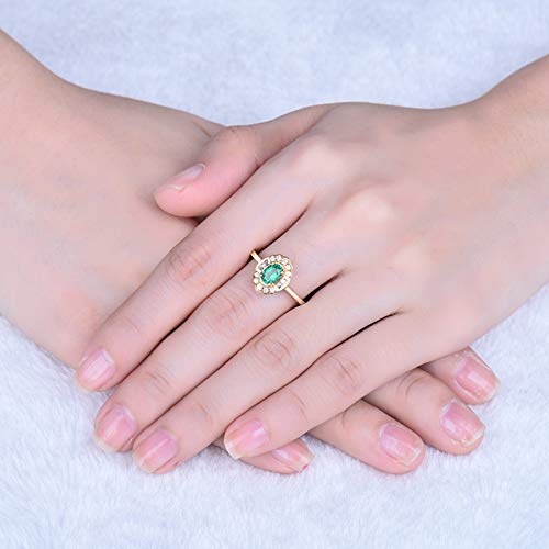 Ficha técnica Anillos Compromiso Mujer Anillos Bisuteria Hombre 0.5ct Esmeralda Oro 18K Diamante Anillos Fiesta Viaje Joyas Talla 15 - Fernando Cortés