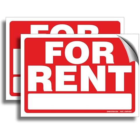 For Rent Sign Pack of 2 Pcs 10 x 7 In. Cars Trucks Indoor and Outdoor Signage Garage Advertising Commercial Business in Stores Garage Booths | Premium Vinyl Self-Adhesive Stickers, Satin Laminated, Weather, Scratch, Water, UV and Fade Resistance, Safety Warning, Indoor and Outdoor Cover