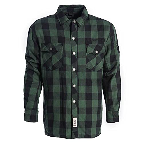 West Coast Choppers Men Long-Sleeve Shirt Flannel, Color:Green/Black, Size:2XL