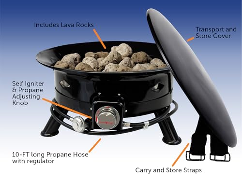 Flame King Smokeless Portable Propane Fire Pit Bowl, 24 inches, 58K BTU with Propane Grip Scale, Self Igniter, Cover, & Carry Straps for RV, Camping, & Outdoor Living by Flame King - Image 4