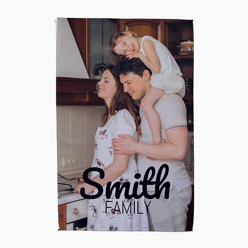 FrameStory Custom Personalized Kitchen Towel, Add Your Photos and Text, Fully Customizable with Your Pictures and Message, Absorbent Waffle Weave Kitchen Towel, 16' x 25', 1-Sided Printing