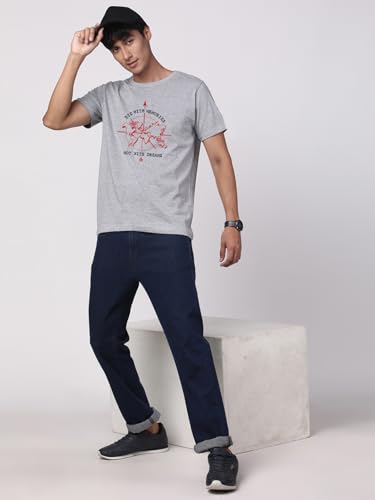 Image of ADRO 100% Cotton Lycra Tshirts for Men Combo Pack of 3 | Regular Fit | Printed T Shirt | Round Neck Half Sleeve| Mens Tshirts