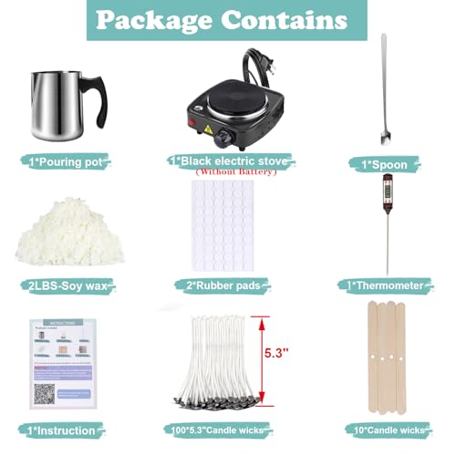 Kit de fabricação de velas de cera de soja com derretidor de cera, cera de vela natural para fazer v