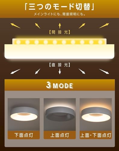シーリングライト LED【上下発光・間接照明】12段階調光調色 リモコン付き タイマー機能 常夜灯 省エネ 高輝度 北欧風 天井照明 和室 洋室 寝室 リビング キッチン 簡単取付 日本語説明書【ユニバーサルstore】 (ホワイト, Φ30xH8.5cm 30W)
