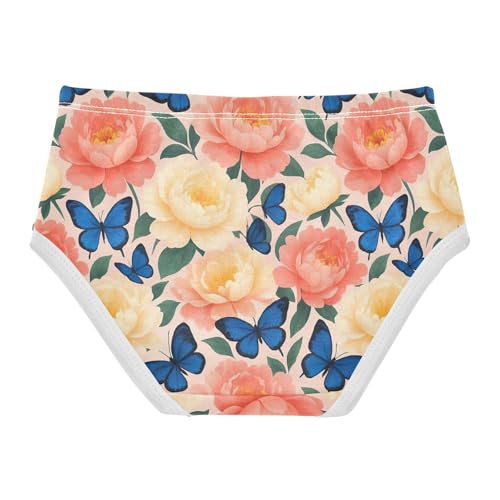 Joisal Pink Peony Flower Blue Butterfly Girls Underwear Toddlers 2t Cotton Little Girl Panties Durable Kids Undies Briefs2