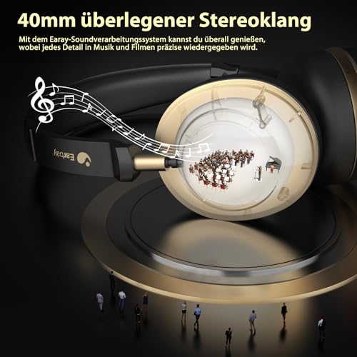 Earbay Kabelloses Headset, Bluetooth Headset mit Mikrofon Rauschunterdrückung & USB-Dongle, Kabellose mit Mikrofon Stummschaltung & Ladestation für Computer/Büro/Meeting/Call Center/Home/Office