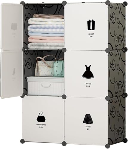 Image of 6 Door Plastic Wardrobe for Kids - Cupboard for Clothes Storage Rack, Almirah for Clothes, Baby Collapsible Wardrobe, Multi-Purpose Kids Storage Organizer for Books,Toy