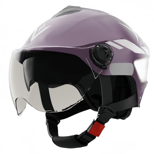 Casco Mezzo Viso Caschi Da Moto Per Adulti Casco Da Motociclista Con Doppia Visiera Casco Da Scooter Casco Multi-Sport Regolabile Per Ciclismo Scooter Skateboard E,(54-61CM)