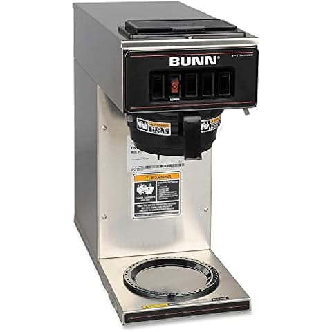 BUNN 13300.0001 VP17-1SS Pourover Coffee Brewer with 1-Warmer, Stainless Steel, Silver, Standard Cover